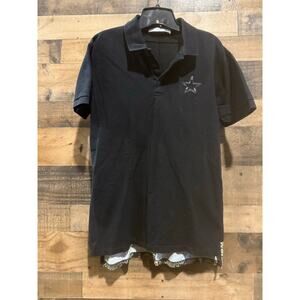 Givenchy Black Polo Shirt with Snakeskin Back Detail – Size Medium Men